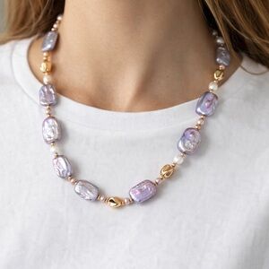 Lavender Baroque Pearl Necklace – Everyday Statement, Gift for Her